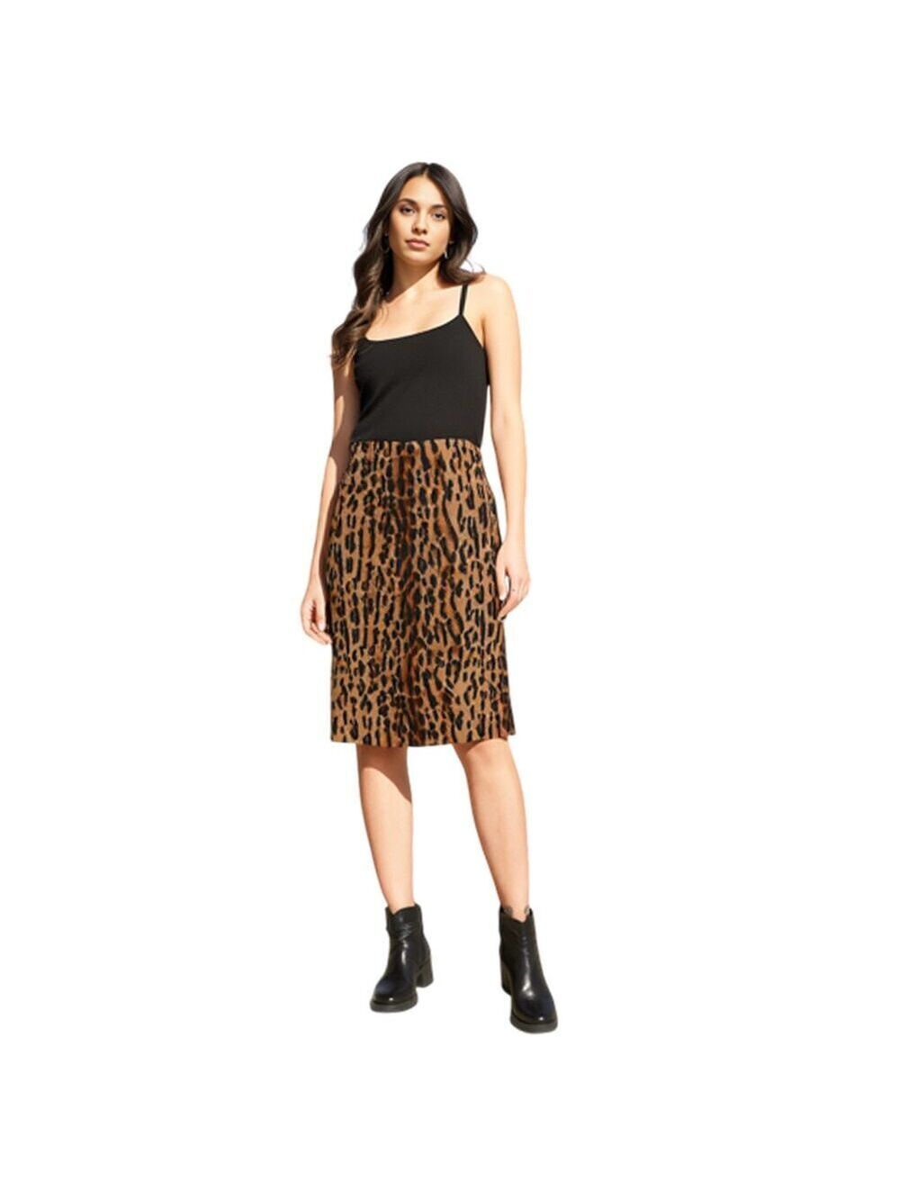 A.B.S by Allen Schwartz Leopard Print Black & Brown A-line Skirt Size 10P